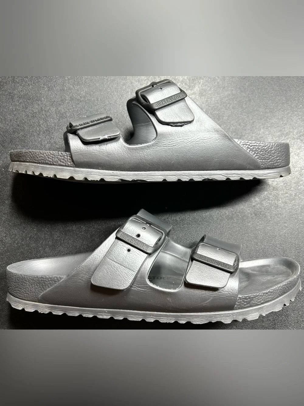 Birkenstock Size EU 40 US 9-9.5 Arizona Gray Rubber Slip-Ons Slides Sandals